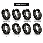 font options for inside engraving on black & grey king crown rings