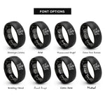 font options for inside engraving on black king crown rings