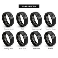 font options for inside engraving on black king crown rings