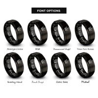 font options for inside engraving on black king crown rings
