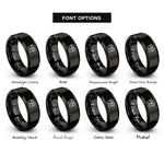 font options for inside engraving on black king king crowns rings