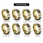 font options for inside engraving on gold & gray king king crowns rings