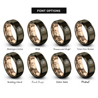 font options for inside engraving on gunmetal & rose gold king king crowns rings