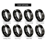 font options for inside engraving on black & gray king snake coiled rings