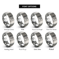font options for inside engraving on silver king snake coiled rings