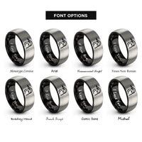 font options for inside engraving on black & grey kingfisher rings