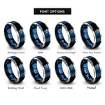 font options for inside engraving on blue & silver kingfisher rings