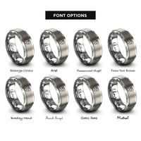 font options for inside engraving on grey kiss silhouette rings