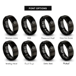 font options for inside engraving on black kissing couple rings