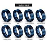 font options for inside engraving on blue kissing mermaids heart rings