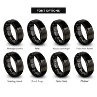font options for inside engraving on black kitchen shears rings