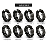 font options for inside engraving on black & silver kitchen tongs rings