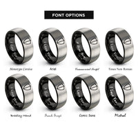 font options for inside engraving on black & silver kite shield rings