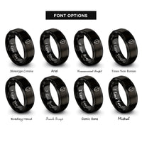 font options for inside engraving on black kite shield rings
