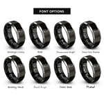 font options for inside engraving on black & gray kitten silhouette sitting rings