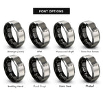font options for inside engraving on black & silver kitten silhouette sitting rings