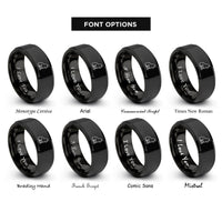 font options for inside engraving on black kitten silhouette sitting rings