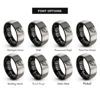 font options for inside engraving on black & gray knee drag corner rings