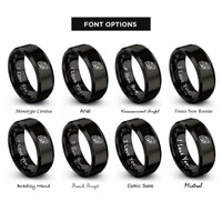 font options for inside engraving on black knee drag corner rings