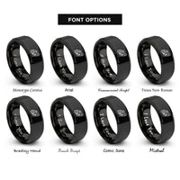 font options for inside engraving on black knee drag corner rings