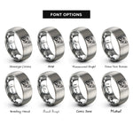 font options for inside engraving on silver knee drag corner rings