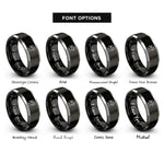 font options for inside engraving on black & gray kneeling angel prayer rings