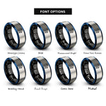 font options for inside engraving on black & blue & gray knight helmet rings