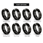 font options for inside engraving on black & gray knight helmet rings