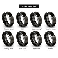 font options for inside engraving on black & gray knight helmet rings
