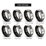 font options for inside engraving on black & silver knitting needles rings
