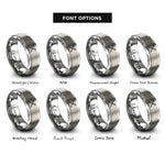 font options for inside engraving on grey knitting needles rings