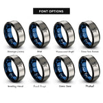 font options for inside engraving on black & blue & grey knobby starfish rings