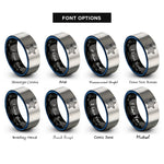 font options for inside engraving on black & blue & grey knobby starfish rings
