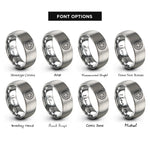 font options for inside engraving on silver knobby tire icon rings