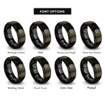 font options for inside engraving on gunmetal & black knobby tire icon rings