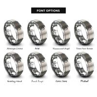 font options for inside engraving on silver knobby tire tread rings