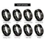 font options for inside engraving on black & grey knock off spinner rings