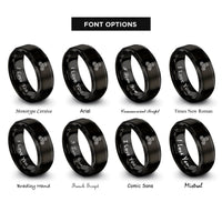 font options for inside engraving on black knock off spinner rings