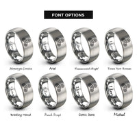font options for inside engraving on grey knock off spinner rings