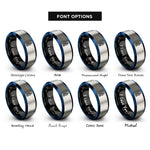 font options for inside engraving on black & blue & silver knot icon rings