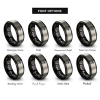 font options for inside engraving on black & gray knotwork cross rings