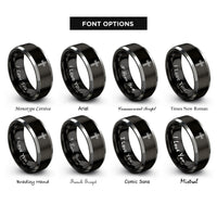 font options for inside engraving on black & gray knotwork cross rings