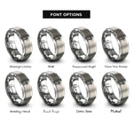 font options for inside engraving on gray knotwork cross rings