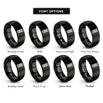 font options for inside engraving on black knurled grip rings