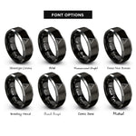 font options for inside engraving on black & silver koch curve rings