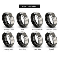 font options for inside engraving on black & gray koch curve rings