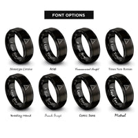 font options for inside engraving on black koch curve rings