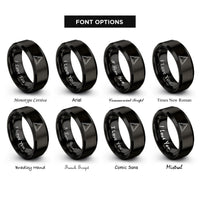 font options for inside engraving on black koch curve rings