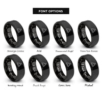 font options for inside engraving on black koch curve rings