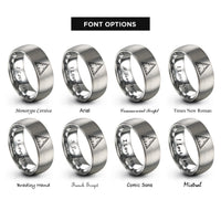 font options for inside engraving on silver koch curve rings